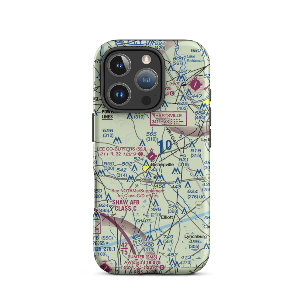 Lee County Butters Field (52J) VFR Sectional  Tough iPhone Case iPhone 16 Pro model shown