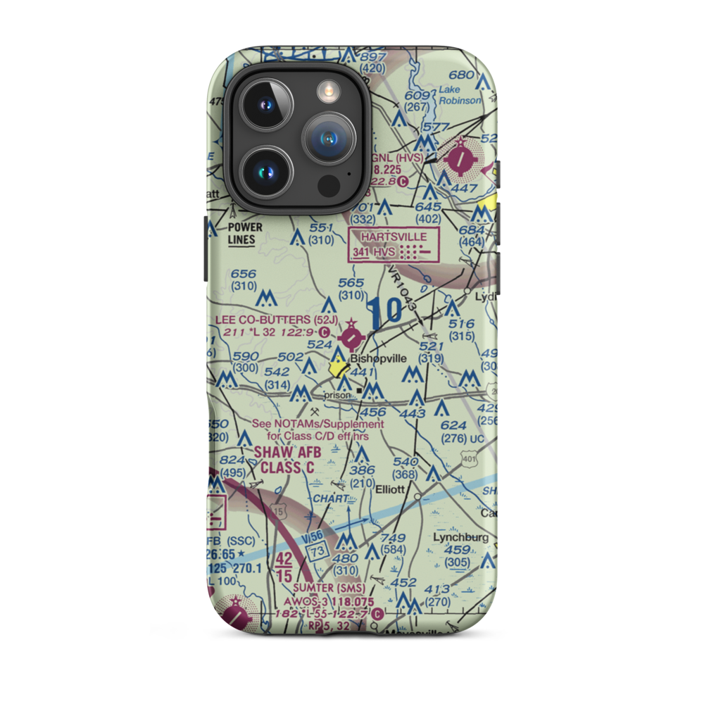 Lee County Butters Field (52J) VFR Sectional  Tough iPhone Case iPhone 16 Pro Max model shown