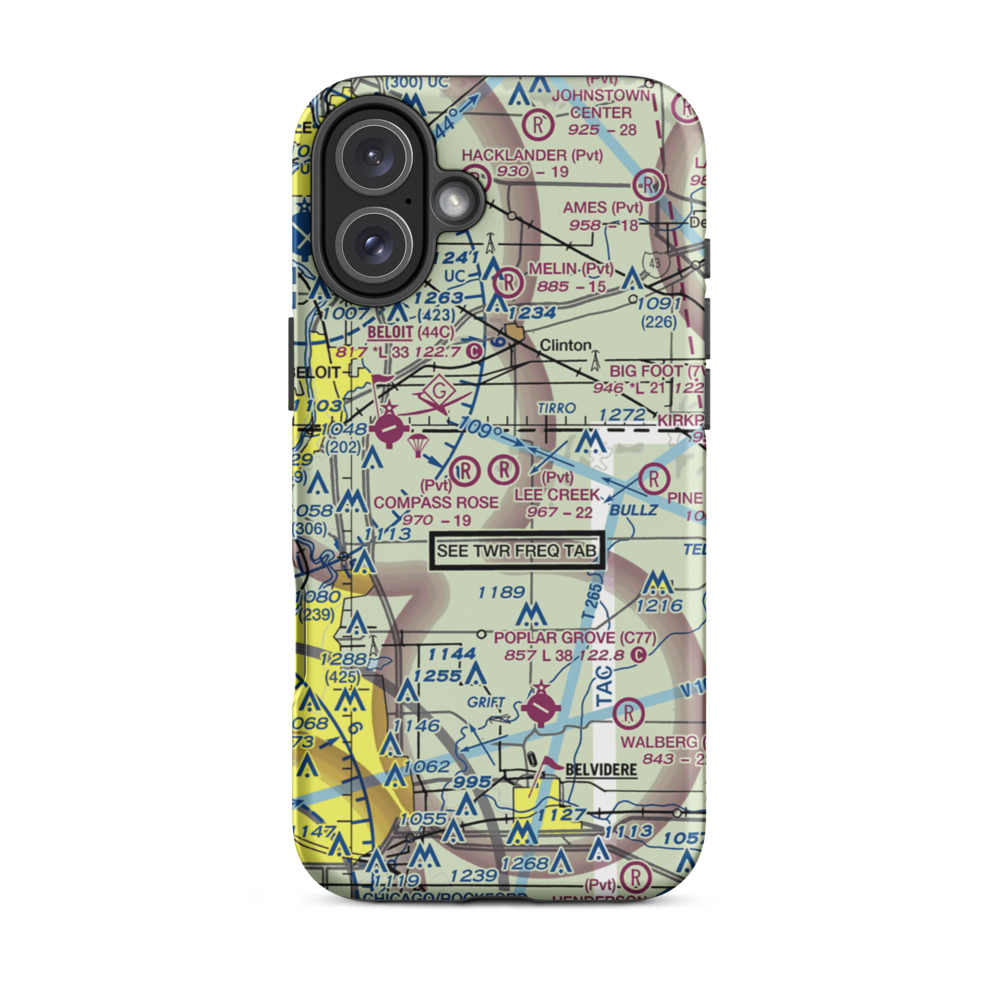 Lee Creek Airport (56IL) VFR Sectional  Tough iPhone Case iPhone 16 Plus model shown
