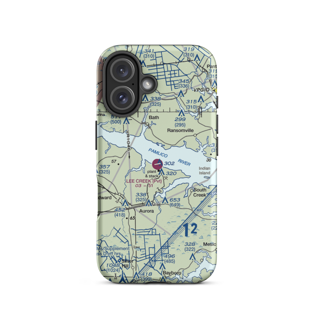 Lee Creek Airport (NC12) VFR Sectional  Tough iPhone Case iPhone 16 model shown