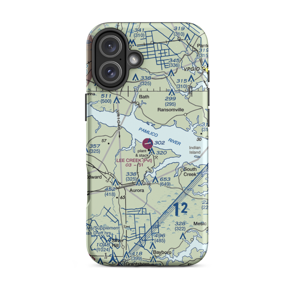 Lee Creek Airport (NC12) VFR Sectional  Tough iPhone Case iPhone 16 Plus model shown