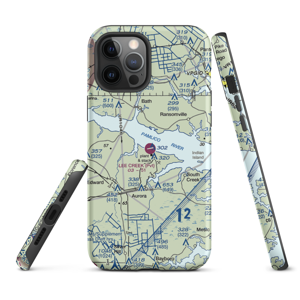 Lee Creek Airport (NC12) VFR Sectional  Tough iPhone Case iPhone 12 Pro Max model shown