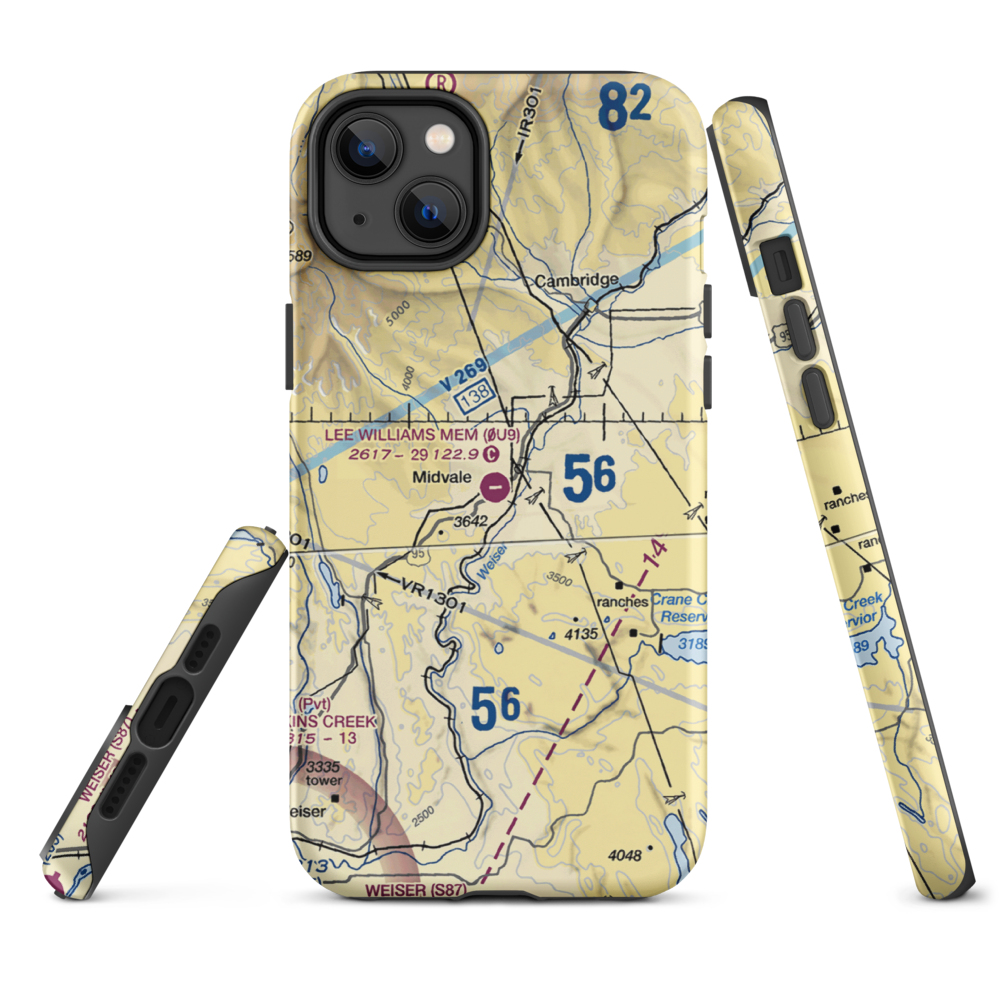 Lee Williams Memorial Airport (0U9) VFR Sectional  Tough iPhone Case iPhone 14 Plus model shown