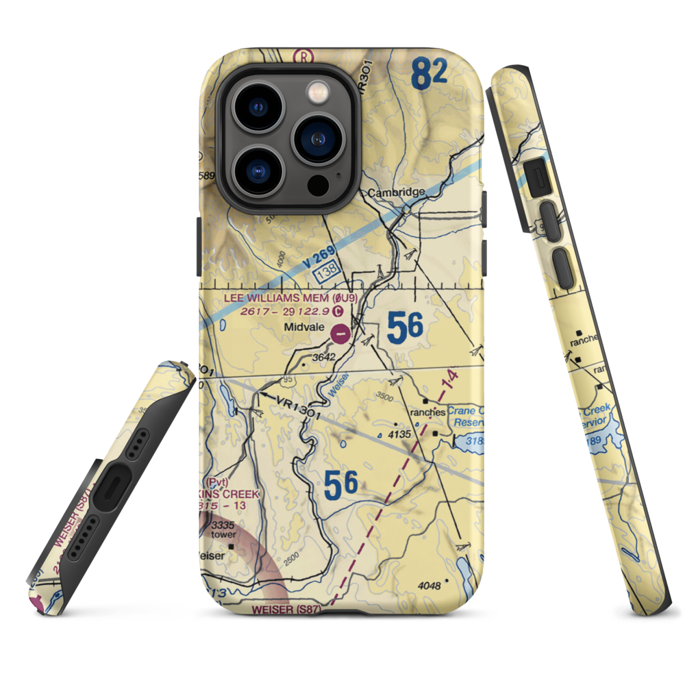 Lee Williams Memorial Airport (0U9) VFR Sectional  Tough iPhone Case iPhone 14 Pro Max model shown