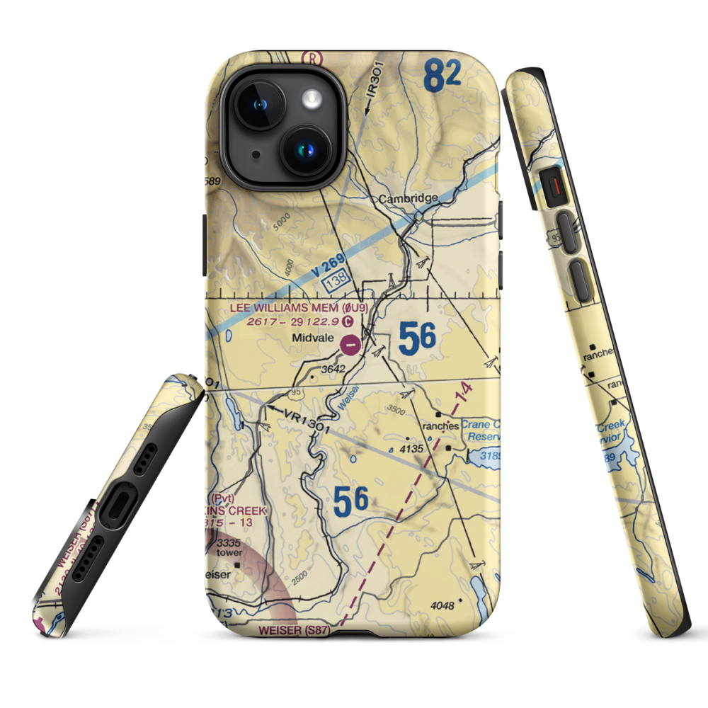 Lee Williams Memorial Airport (0U9) VFR Sectional  Tough iPhone Case iPhone 15 Plus model shown