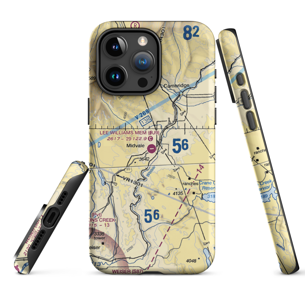 Lee Williams Memorial Airport (0U9) VFR Sectional  Tough iPhone Case iPhone 15 Pro Max model shown