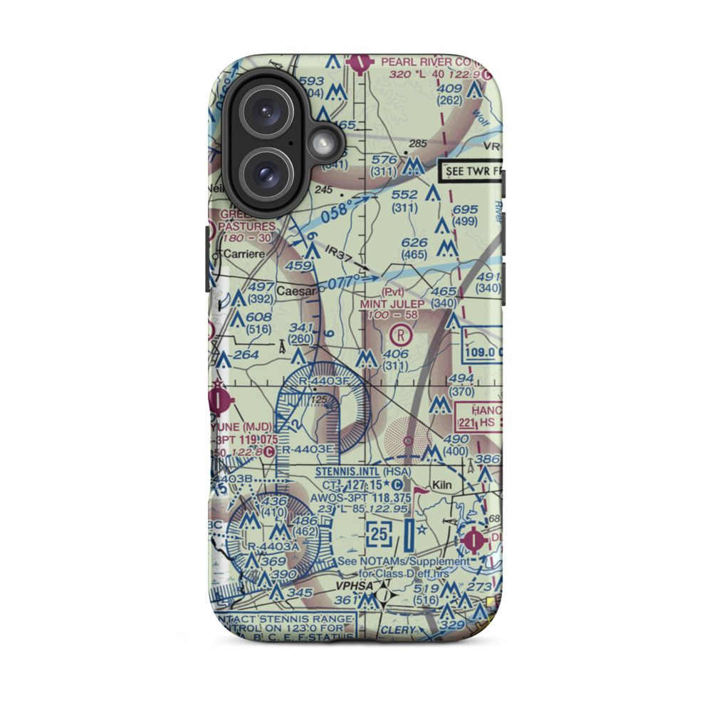 Lee's Field (MS74) VFR Sectional  Tough iPhone Case iPhone 16 Plus model shown