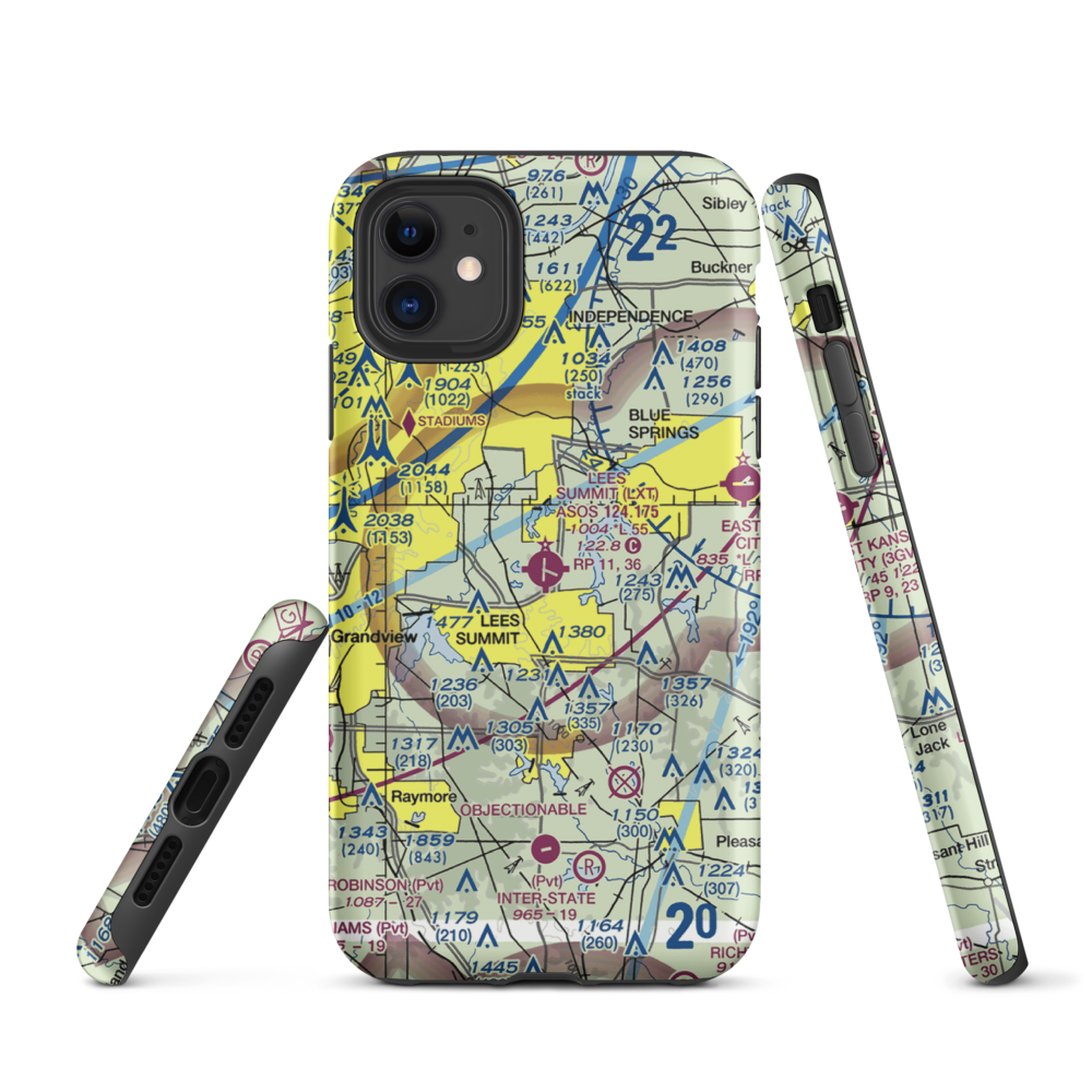 Lee's Summit Municipal Airport (LXT) VFR Sectional  Tough iPhone Case iPhone 11 model shown