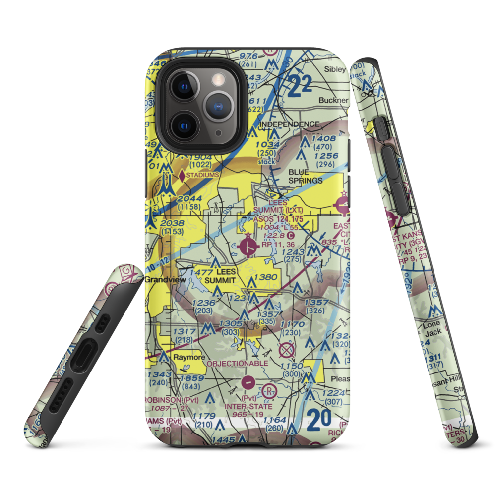 Lee's Summit Municipal Airport (LXT) VFR Sectional  Tough iPhone Case iPhone 11 Pro model shown