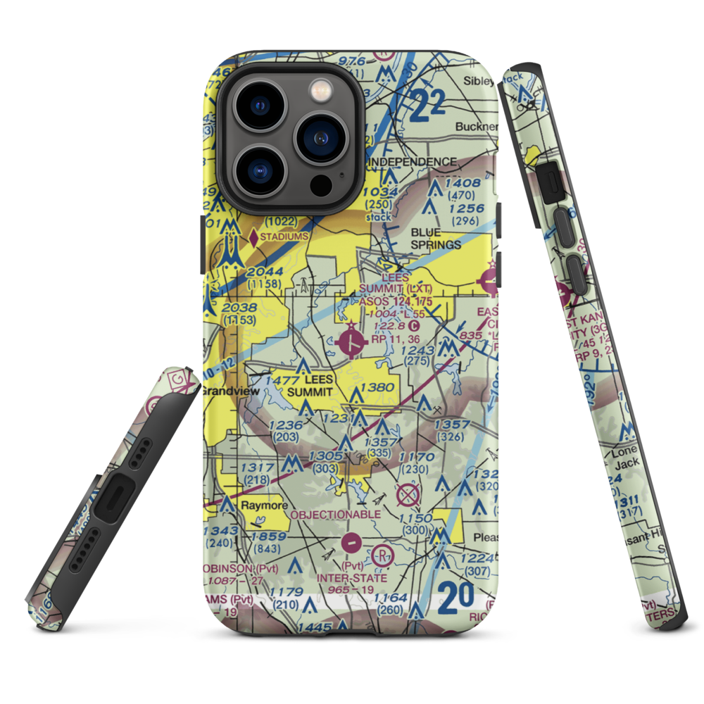 Lee's Summit Municipal Airport (LXT) VFR Sectional  Tough iPhone Case iPhone 13 Pro Max model shown