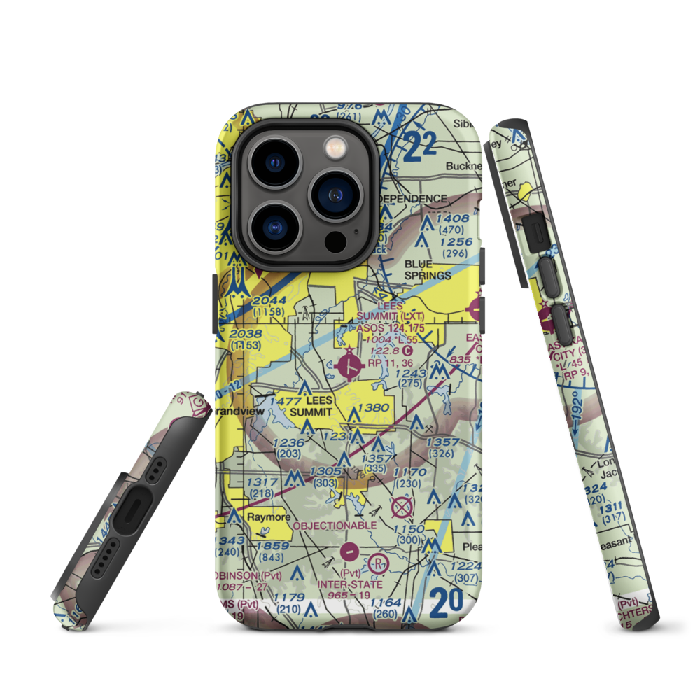 Lee's Summit Municipal Airport (LXT) VFR Sectional  Tough iPhone Case iPhone 14 Pro model shown