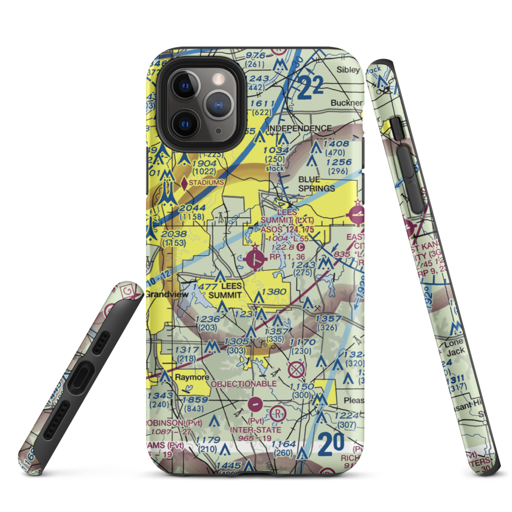 Lee's Summit Municipal Airport (LXT) VFR Sectional  Tough iPhone Case iPhone 11 Pro Max model shown