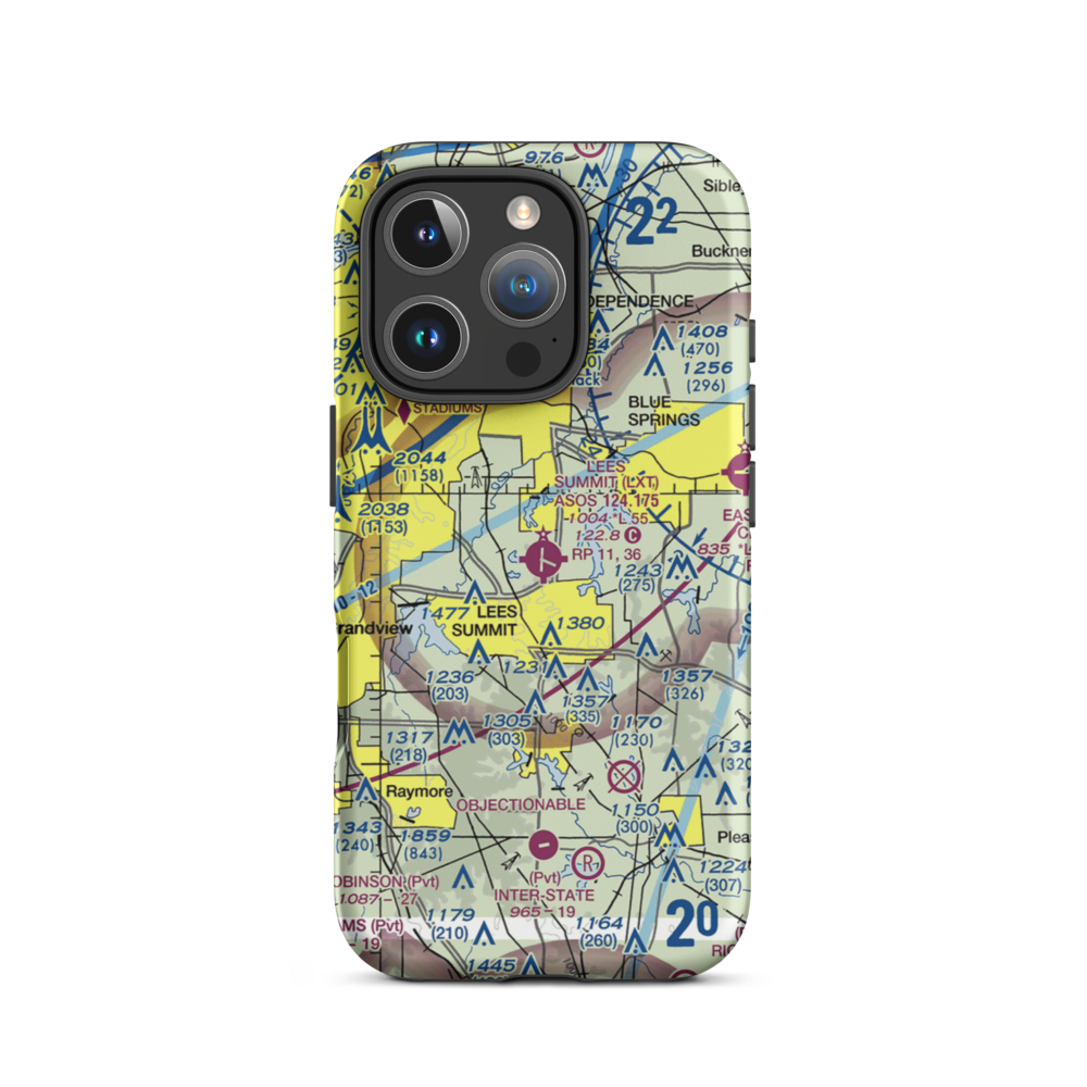 Lee's Summit Municipal Airport (LXT) VFR Sectional  Tough iPhone Case iPhone 16 Pro model shown