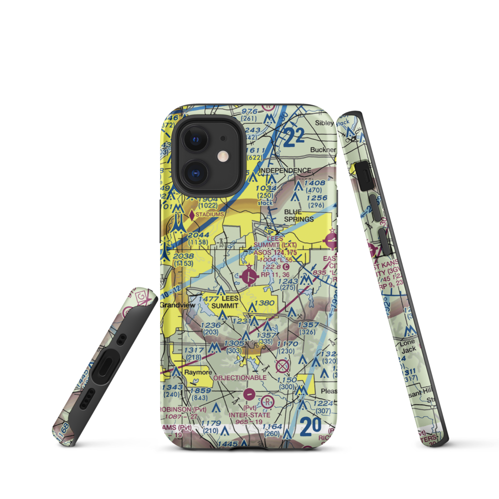 Lee's Summit Municipal Airport (LXT) VFR Sectional  Tough iPhone Case iPhone 12 mini model shown