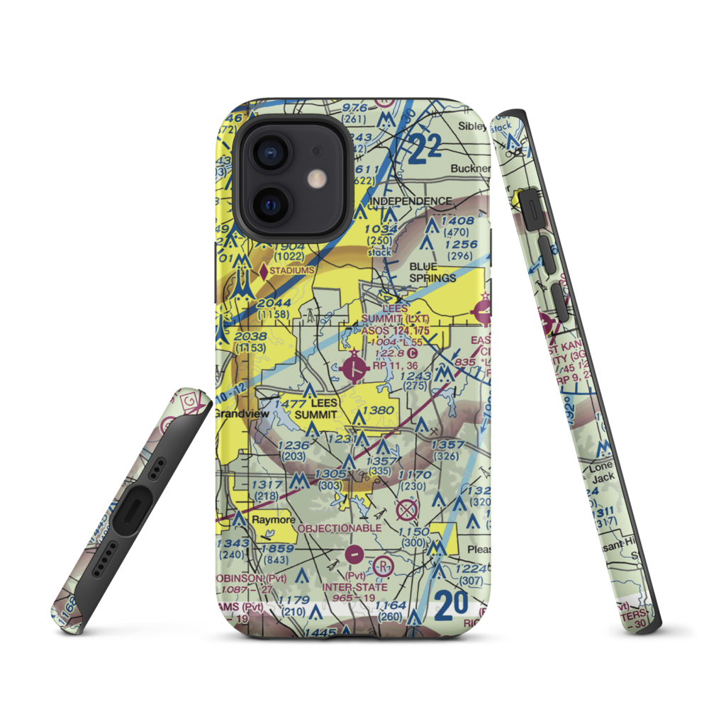Lee's Summit Municipal Airport (LXT) VFR Sectional  Tough iPhone Case iPhone 12 model shown