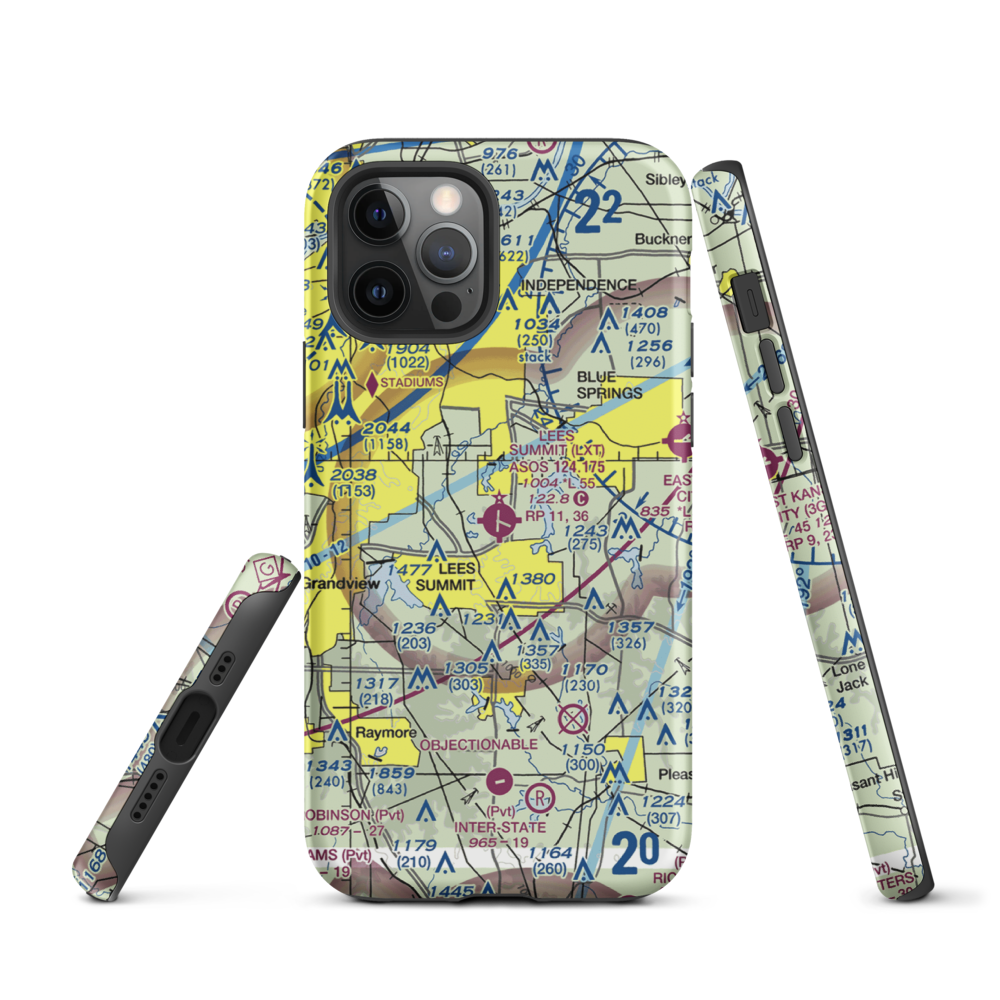 Lee's Summit Municipal Airport (LXT) VFR Sectional  Tough iPhone Case iPhone 12 Pro model shown