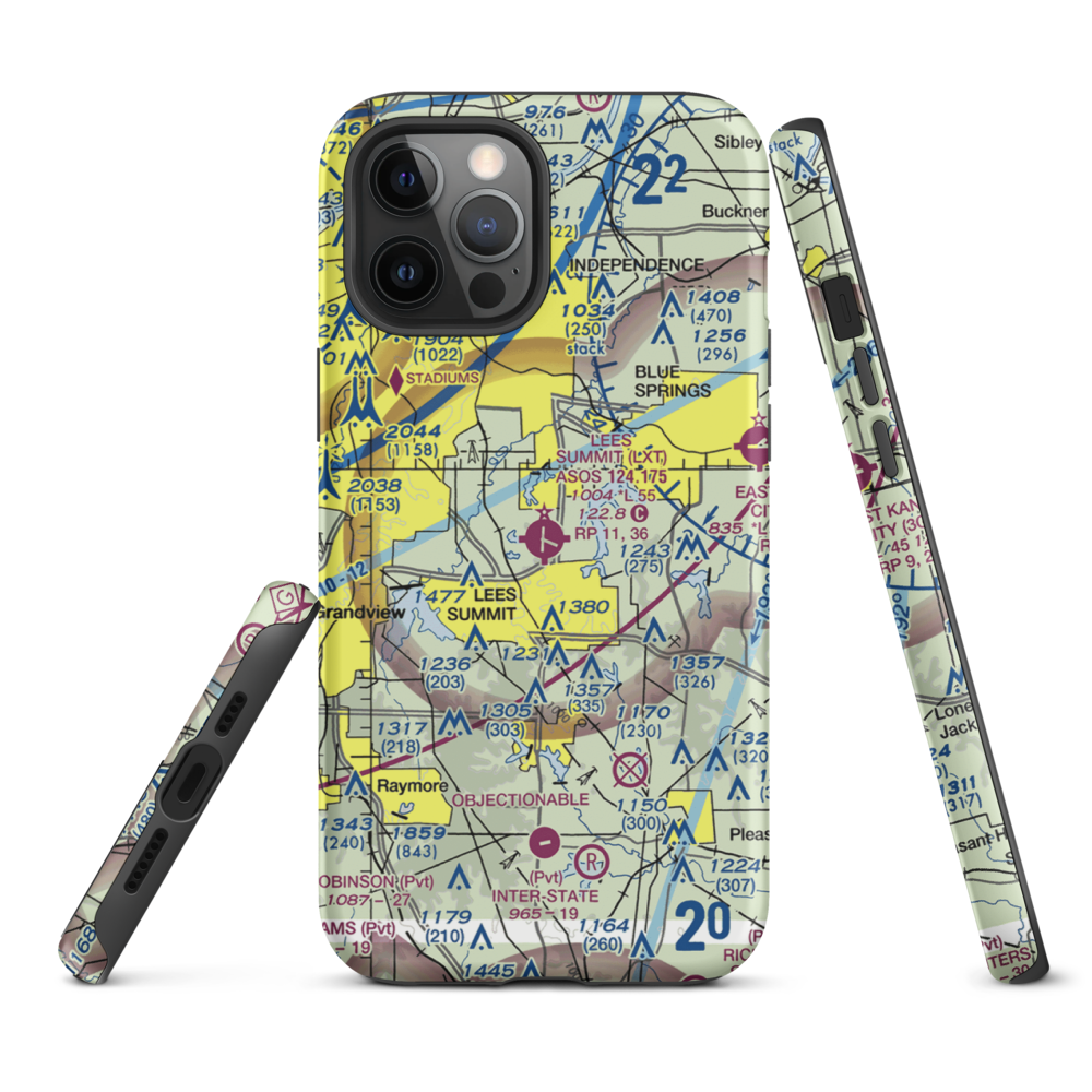 Lee's Summit Municipal Airport (LXT) VFR Sectional  Tough iPhone Case iPhone 12 Pro Max model shown