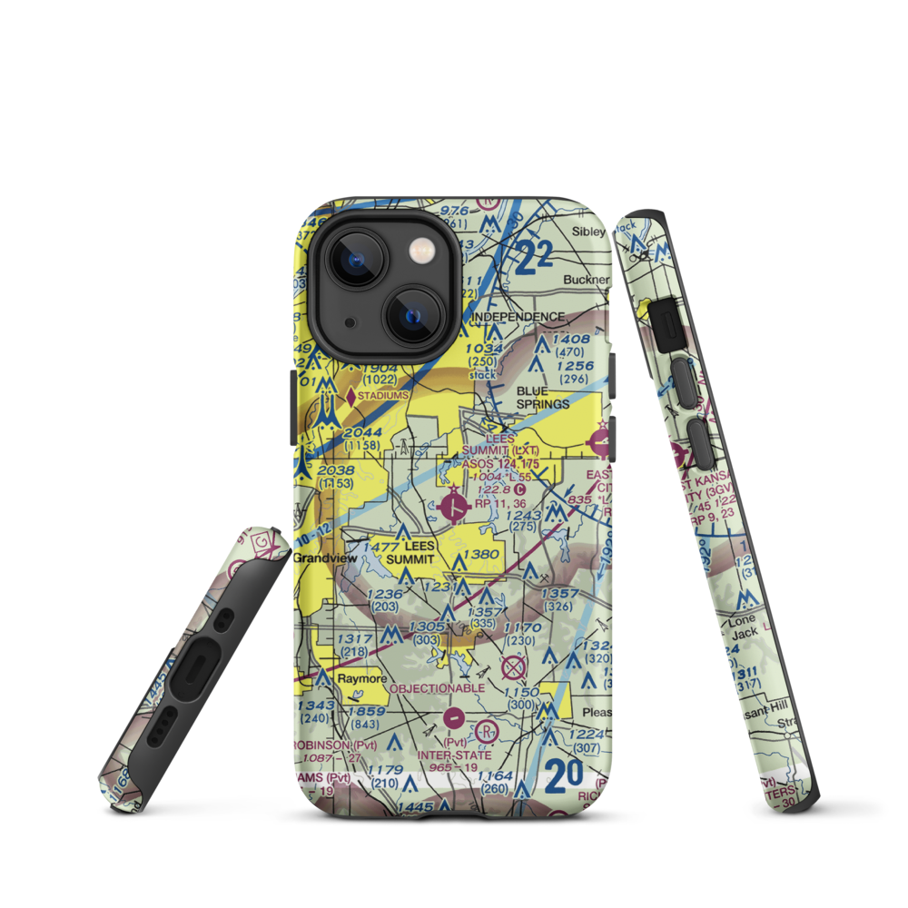 Lee's Summit Municipal Airport (LXT) VFR Sectional  Tough iPhone Case iPhone 13 mini model shown
