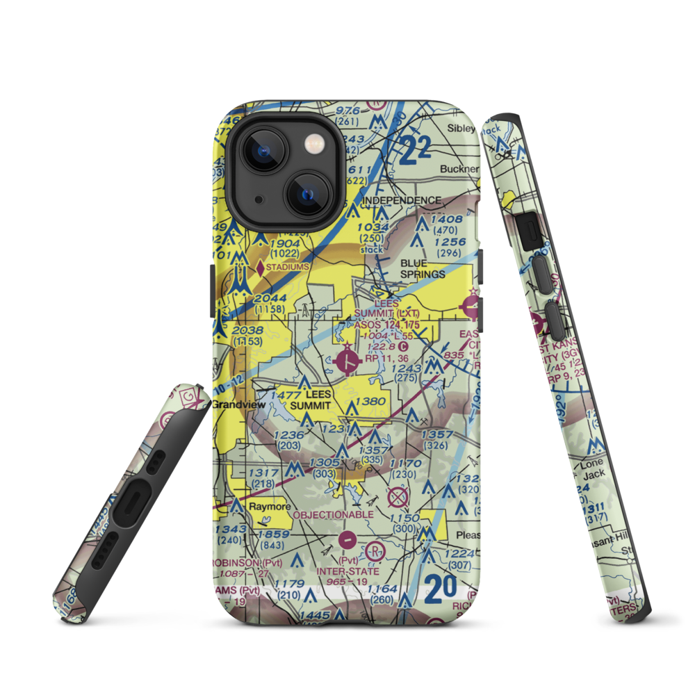 Lee's Summit Municipal Airport (LXT) VFR Sectional  Tough iPhone Case iPhone 13 model shown