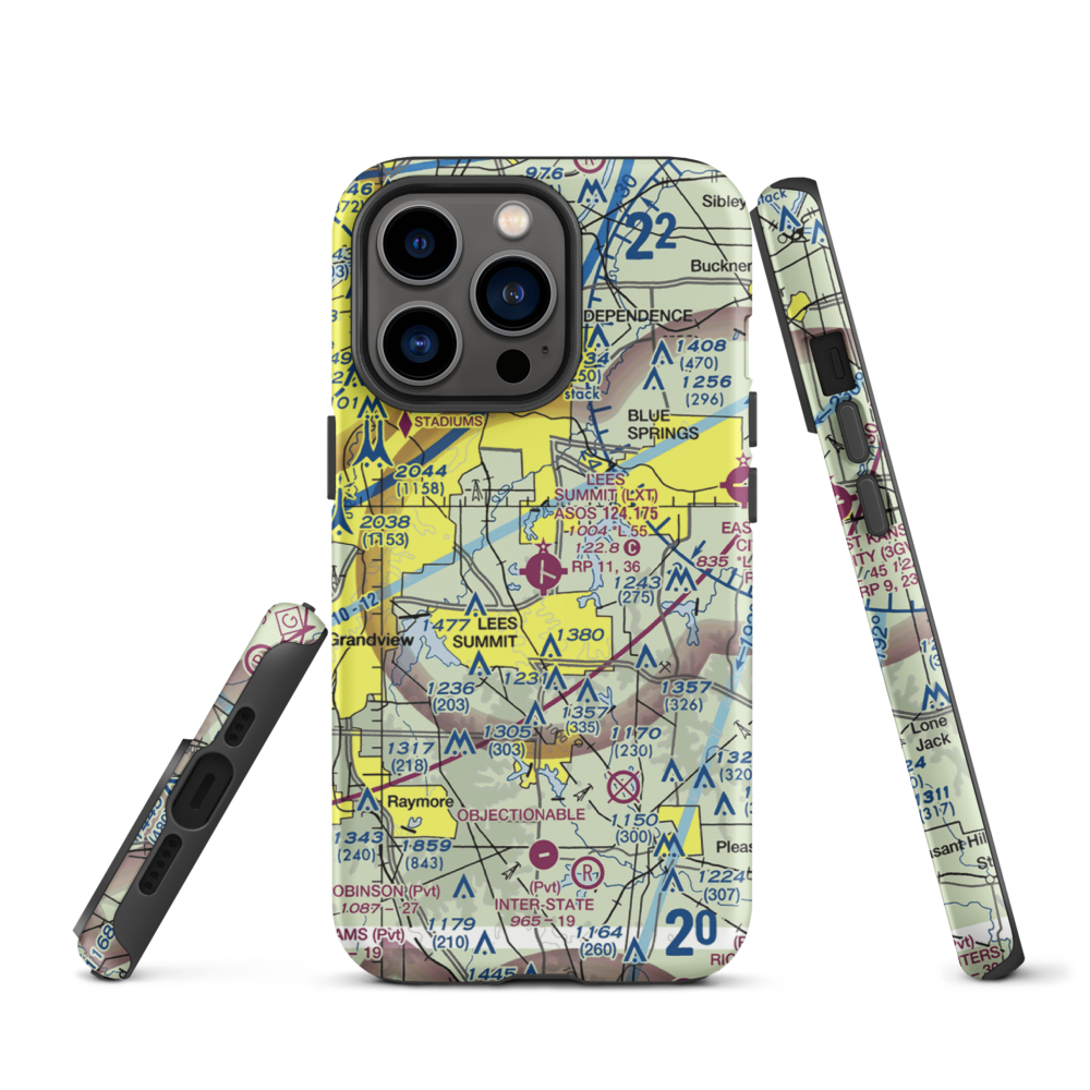 Lee's Summit Municipal Airport (LXT) VFR Sectional  Tough iPhone Case iPhone 13 Pro model shown