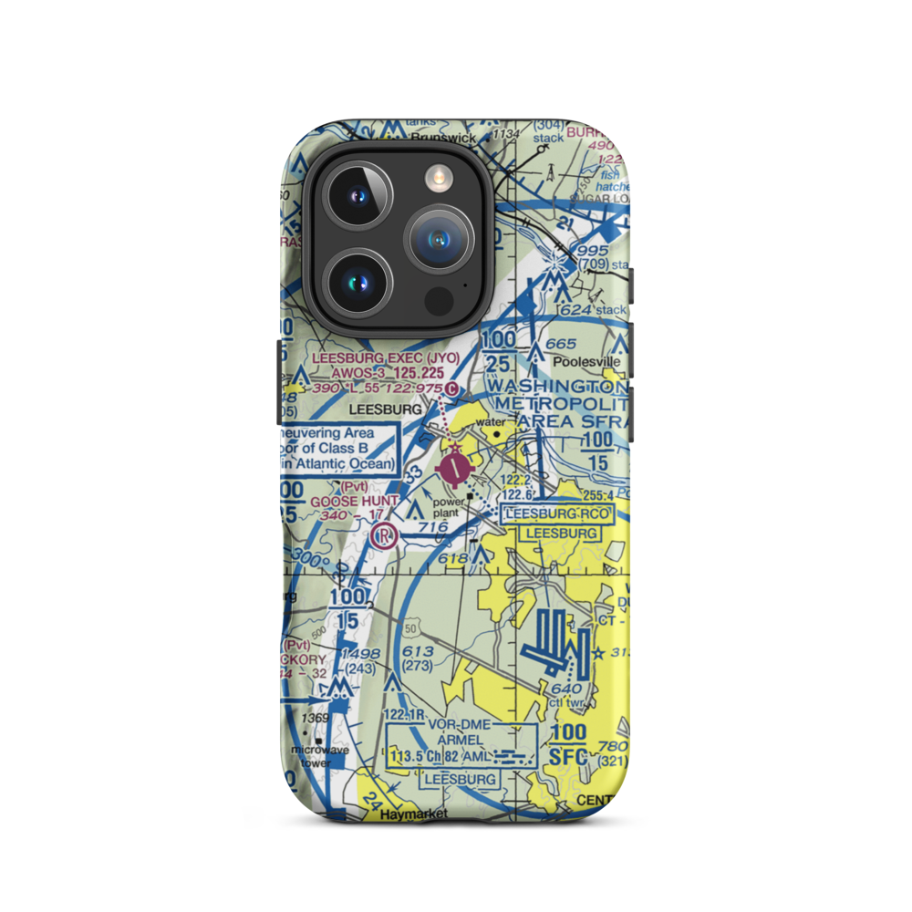 Leesburg Executive Airport (JYO) VFR Sectional  Tough iPhone Case iPhone 16 Pro model shown