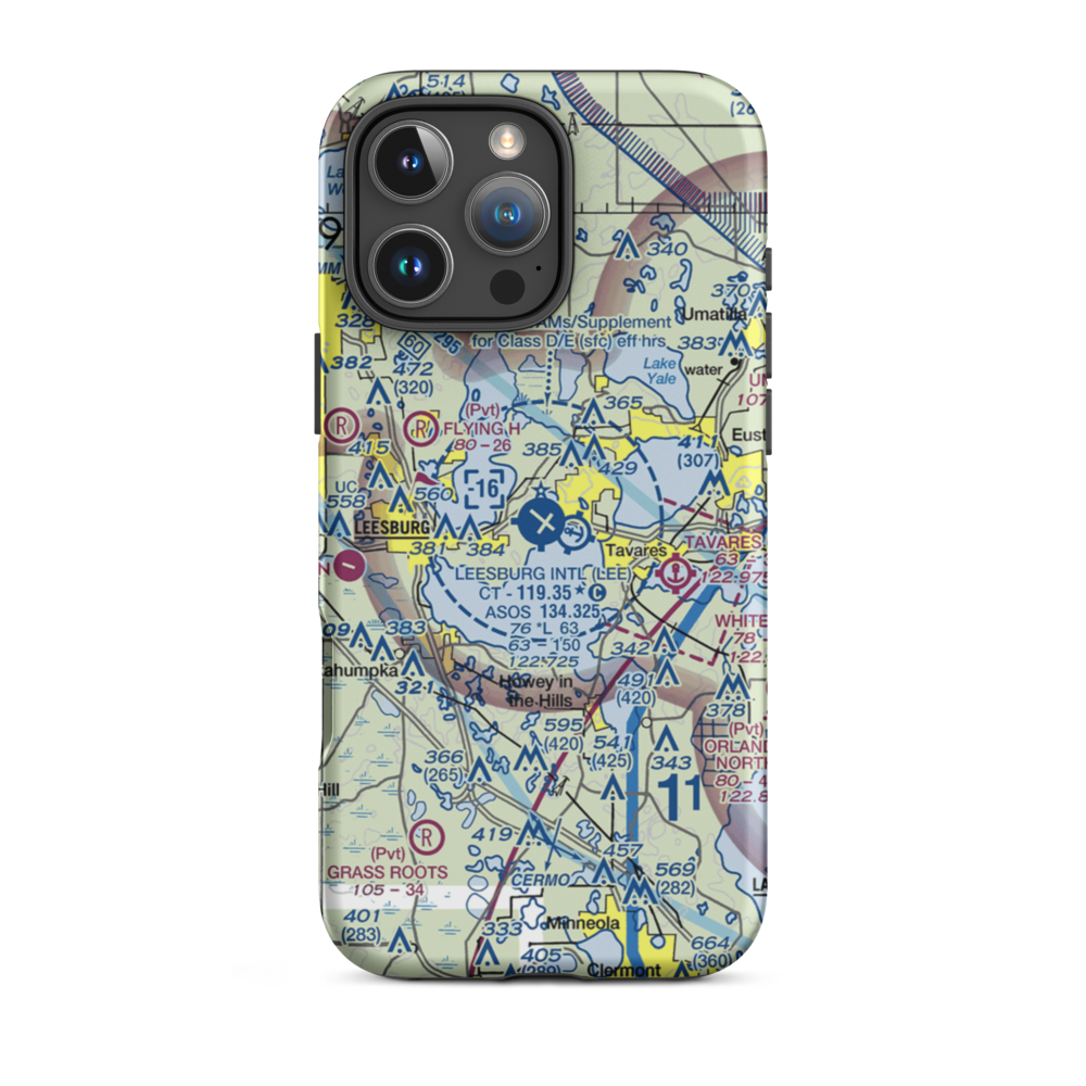 Leesburg International Airport (LEE) VFR Sectional  Tough iPhone Case iPhone 16 Pro Max model shown