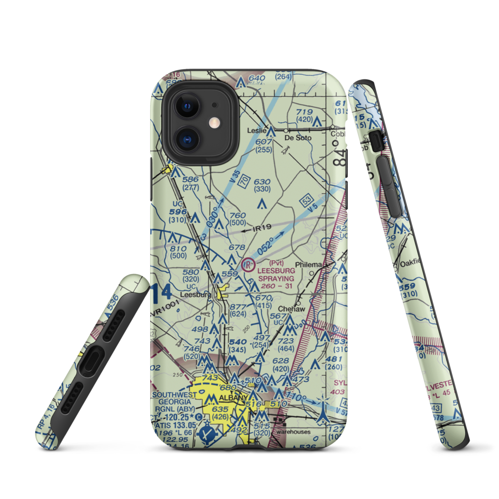 Leesburg Spraying Airport (8GA3) VFR Sectional  Tough iPhone Case iPhone 11 model shown