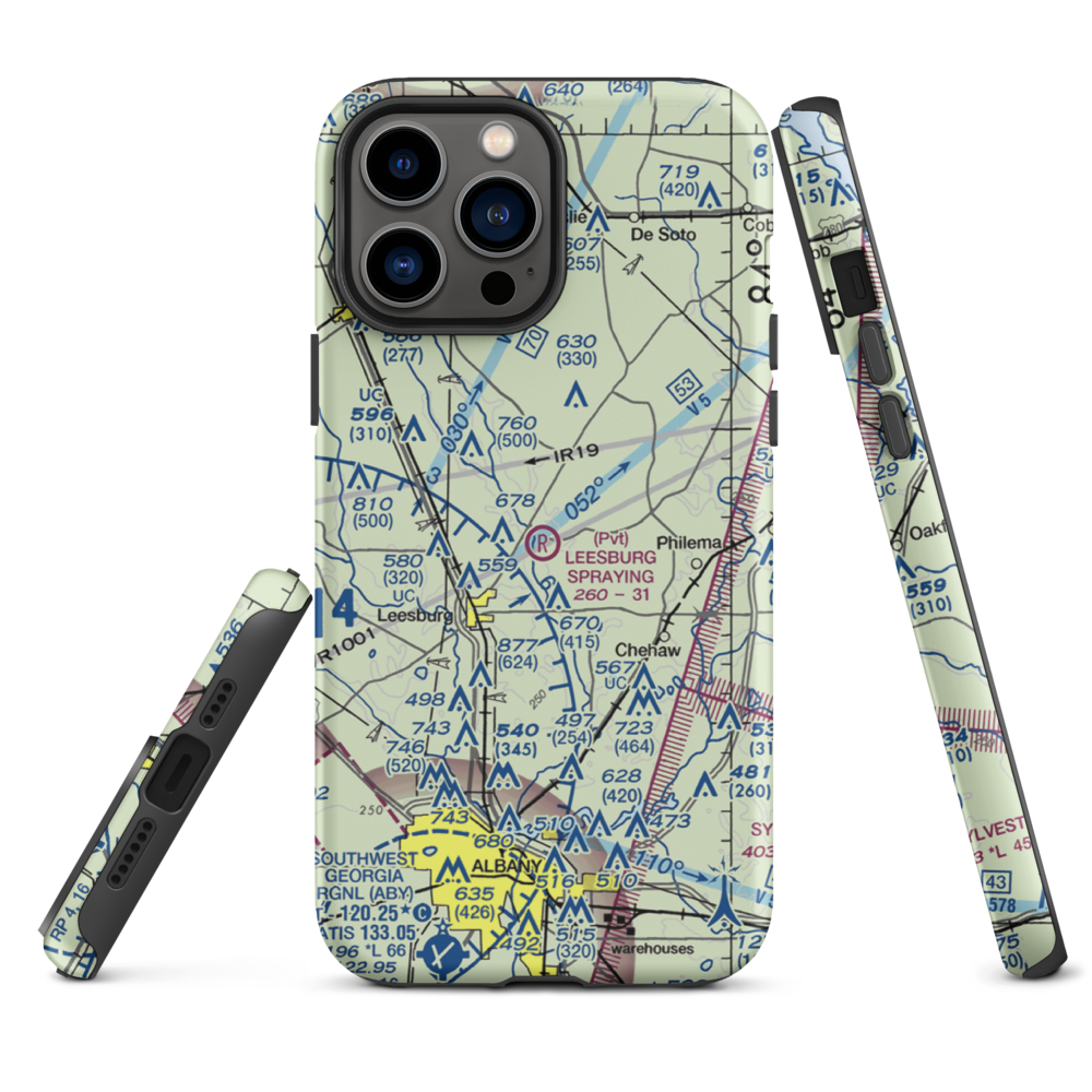 Leesburg Spraying Airport (8GA3) VFR Sectional  Tough iPhone Case iPhone 13 Pro Max model shown