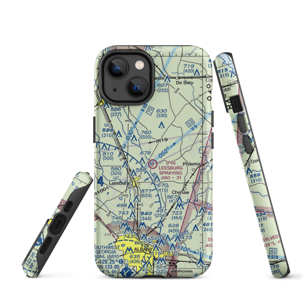 Leesburg Spraying Airport (8GA3) VFR Sectional  Tough iPhone Case iPhone 14 model shown