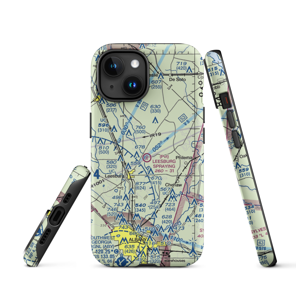 Leesburg Spraying Airport (8GA3) VFR Sectional  Tough iPhone Case iPhone 15 model shown