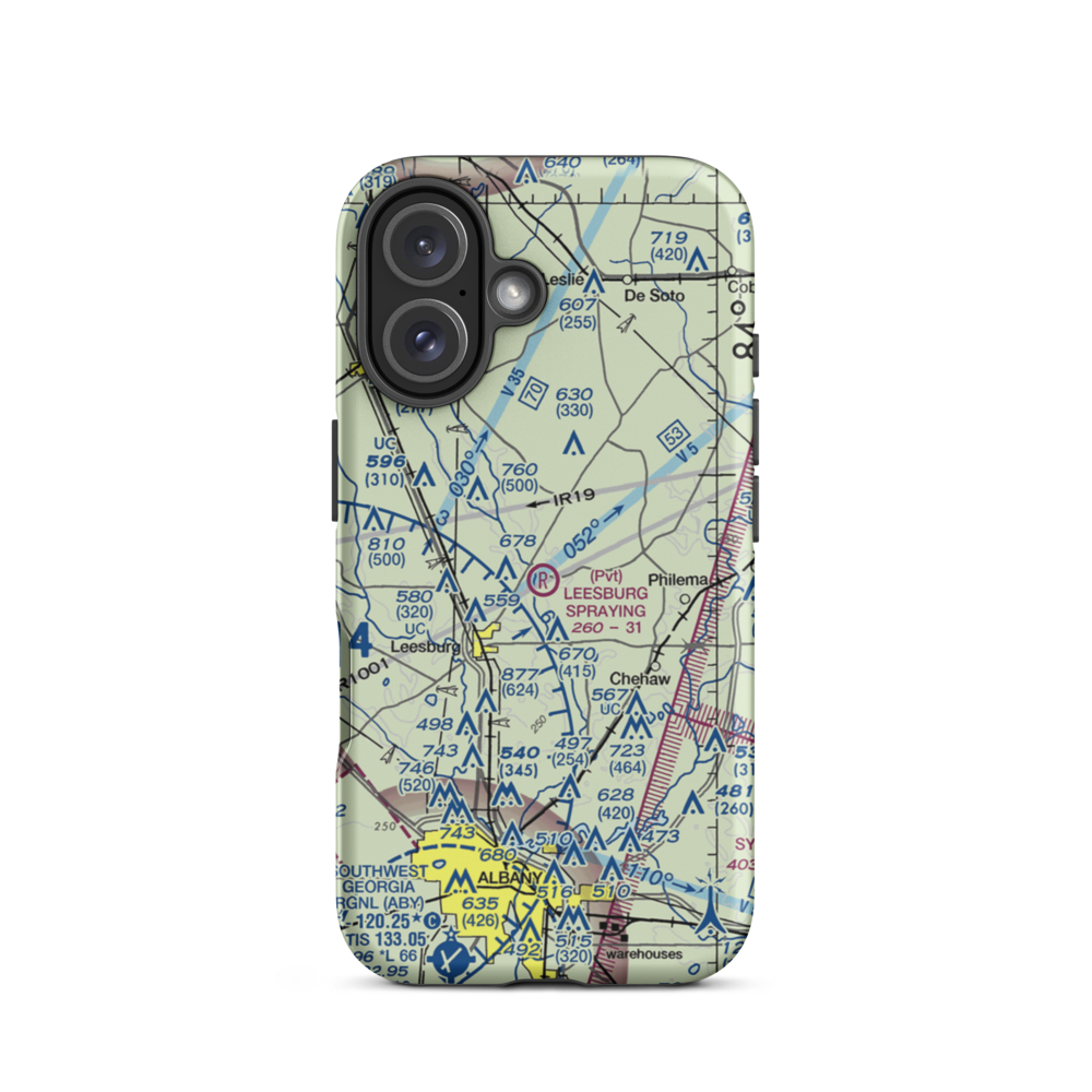 Leesburg Spraying Airport (8GA3) VFR Sectional  Tough iPhone Case iPhone 16 model shown