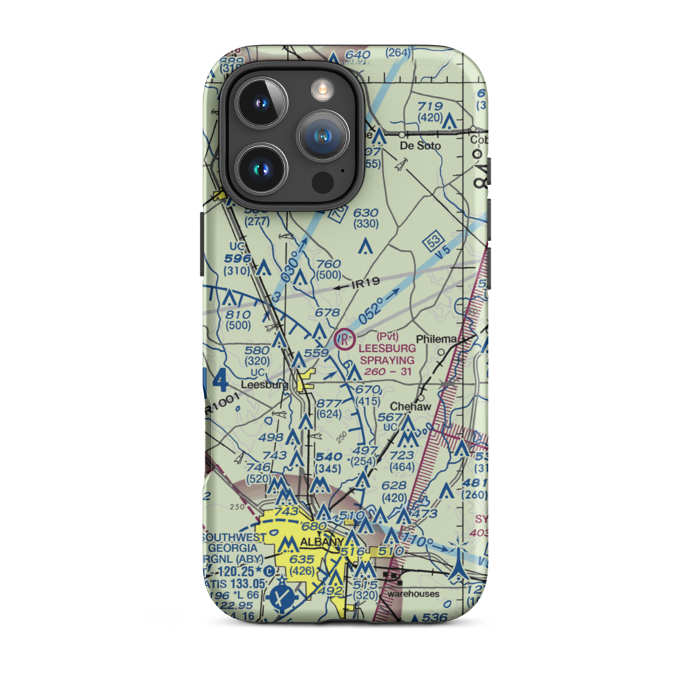 Leesburg Spraying Airport (8GA3) VFR Sectional  Tough iPhone Case iPhone 16 Pro Max model shown