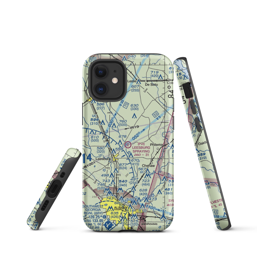 Leesburg Spraying Airport (8GA3) VFR Sectional  Tough iPhone Case iPhone 12 mini model shown