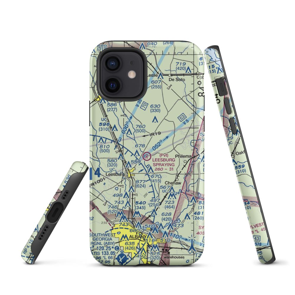 Leesburg Spraying Airport (8GA3) VFR Sectional  Tough iPhone Case iPhone 12 model shown