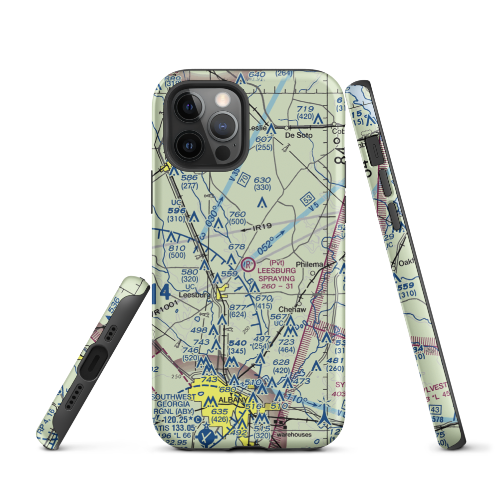 Leesburg Spraying Airport (8GA3) VFR Sectional  Tough iPhone Case iPhone 12 Pro model shown