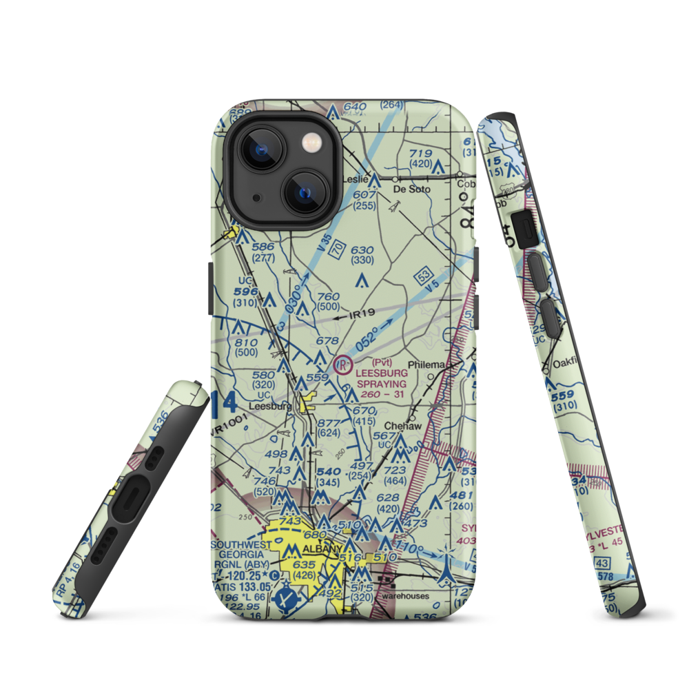 Leesburg Spraying Airport (8GA3) VFR Sectional  Tough iPhone Case iPhone 13 model shown
