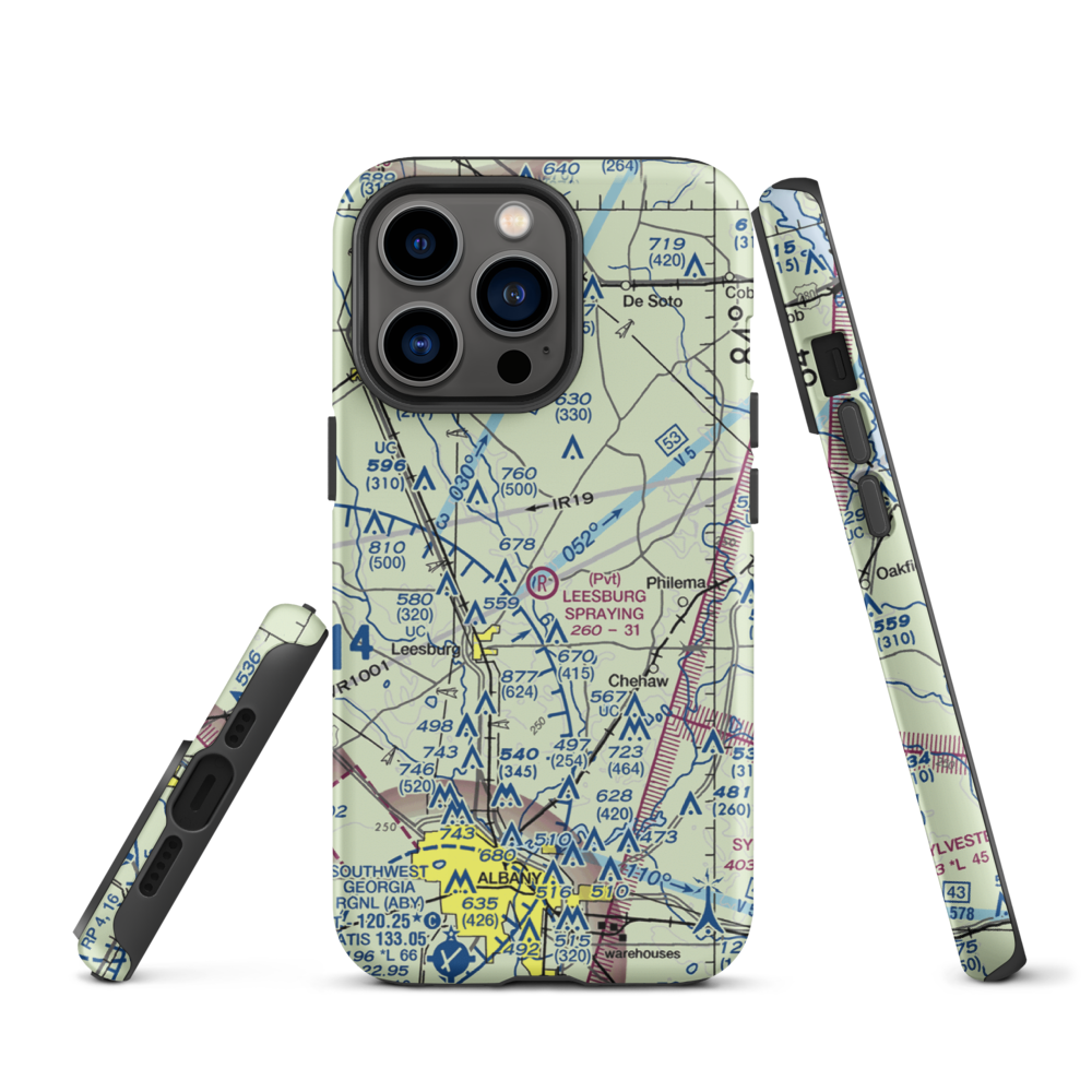 Leesburg Spraying Airport (8GA3) VFR Sectional  Tough iPhone Case iPhone 13 Pro model shown