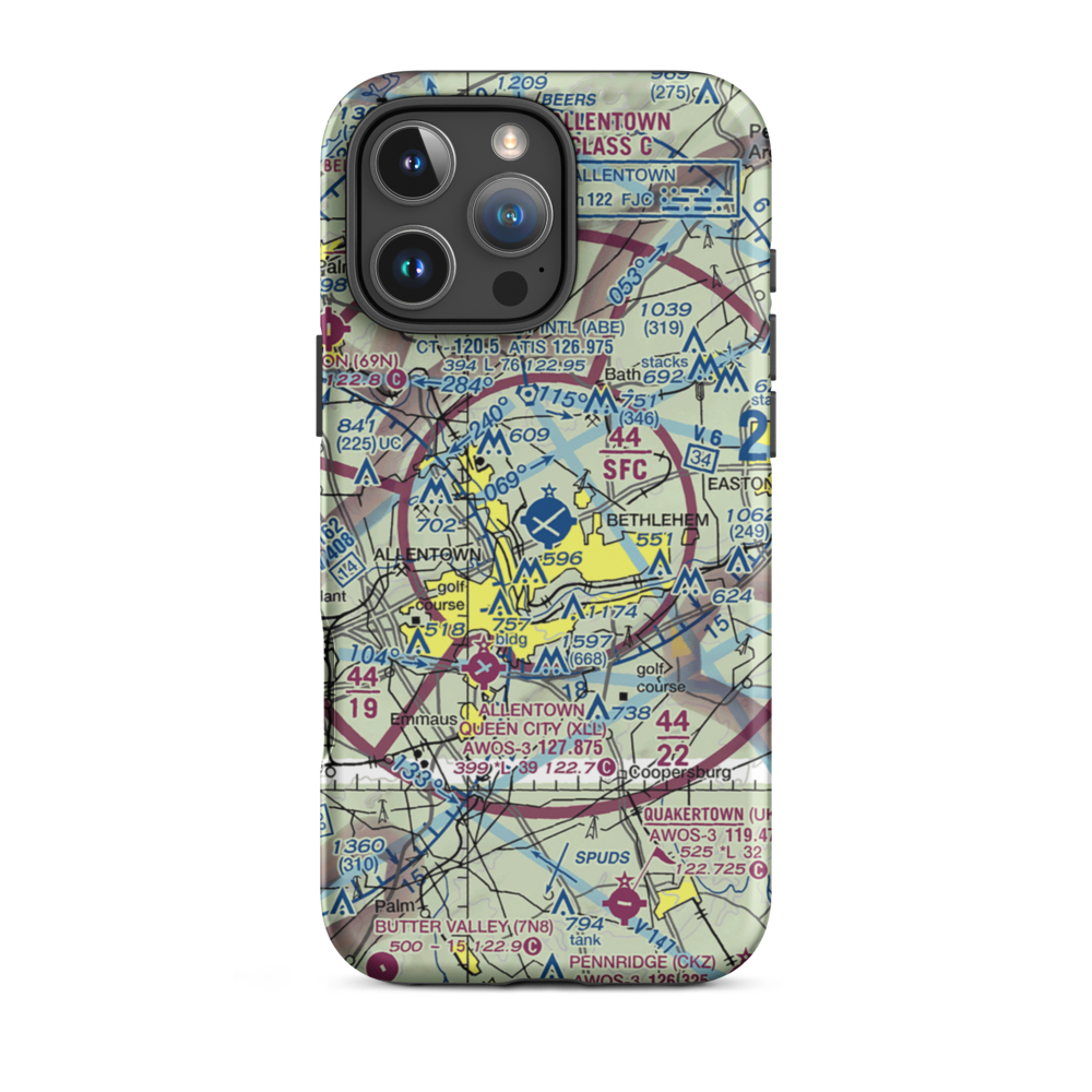 Lehigh Valley International Airport (ABE) VFR Sectional  Tough iPhone Case iPhone 16 Pro Max model shown