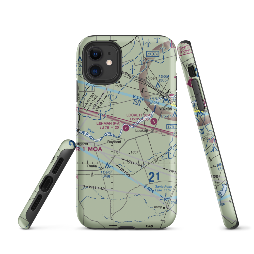 Lehman Airport (28TX) VFR Sectional  Tough iPhone Case iPhone 11 model shown