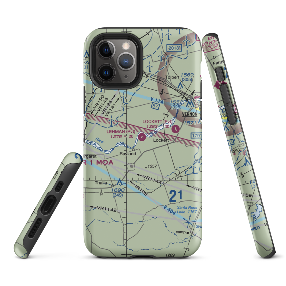 Lehman Airport (28TX) VFR Sectional  Tough iPhone Case iPhone 11 Pro model shown