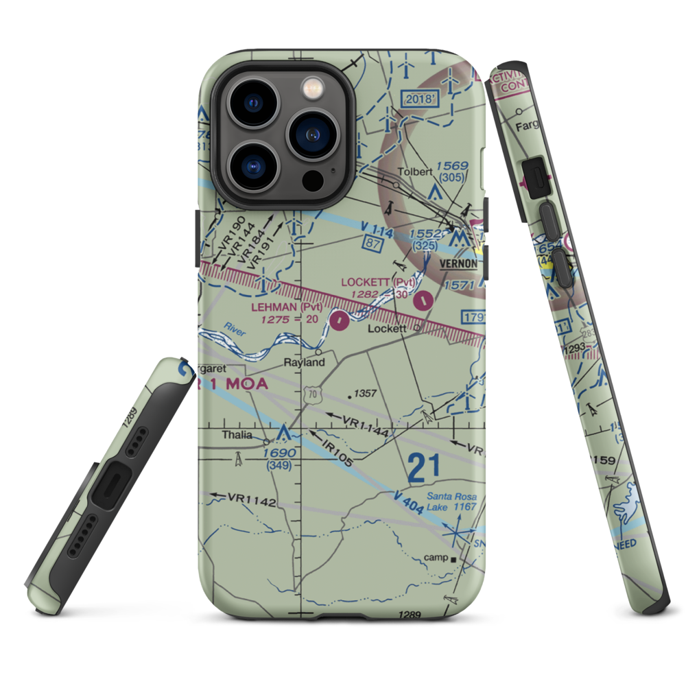 Lehman Airport (28TX) VFR Sectional  Tough iPhone Case iPhone 13 Pro Max model shown
