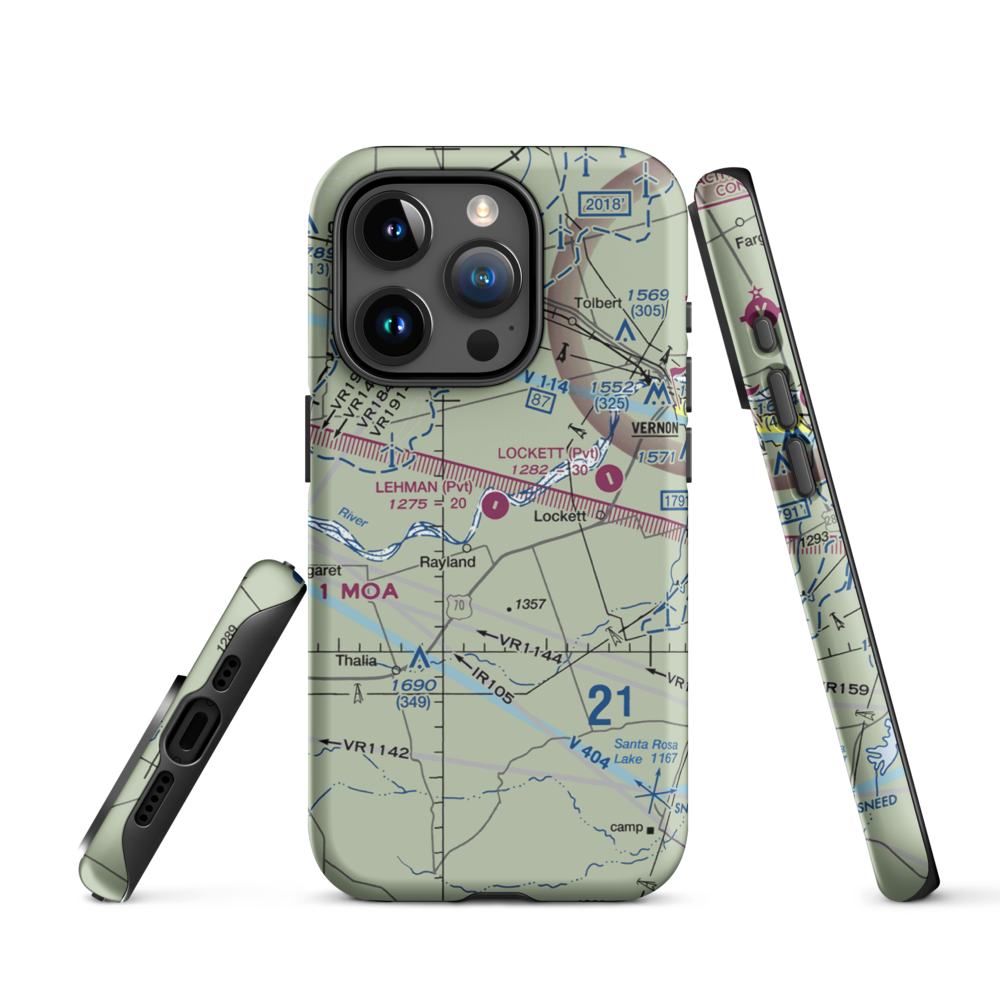 Lehman Airport (28TX) VFR Sectional  Tough iPhone Case iPhone 15 Pro model shown