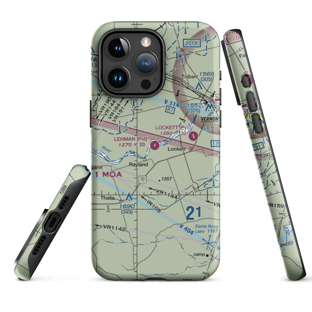 Lehman Airport (28TX) VFR Sectional  Tough iPhone Case iPhone 15 Pro Max model shown