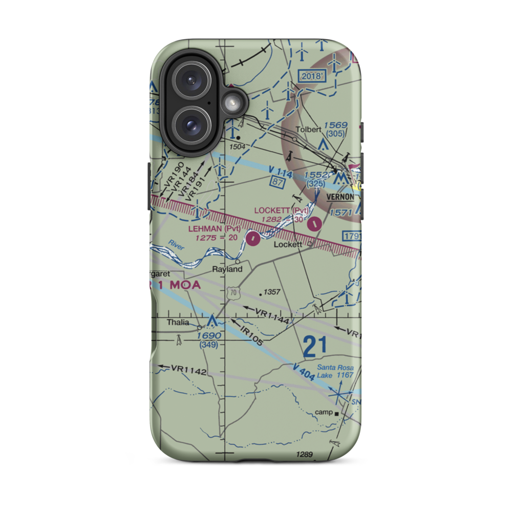Lehman Airport (28TX) VFR Sectional  Tough iPhone Case iPhone 16 Plus model shown