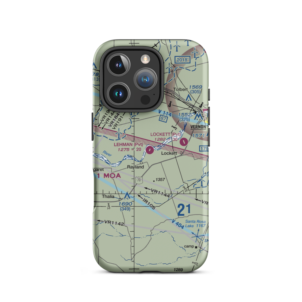 Lehman Airport (28TX) VFR Sectional  Tough iPhone Case iPhone 16 Pro model shown