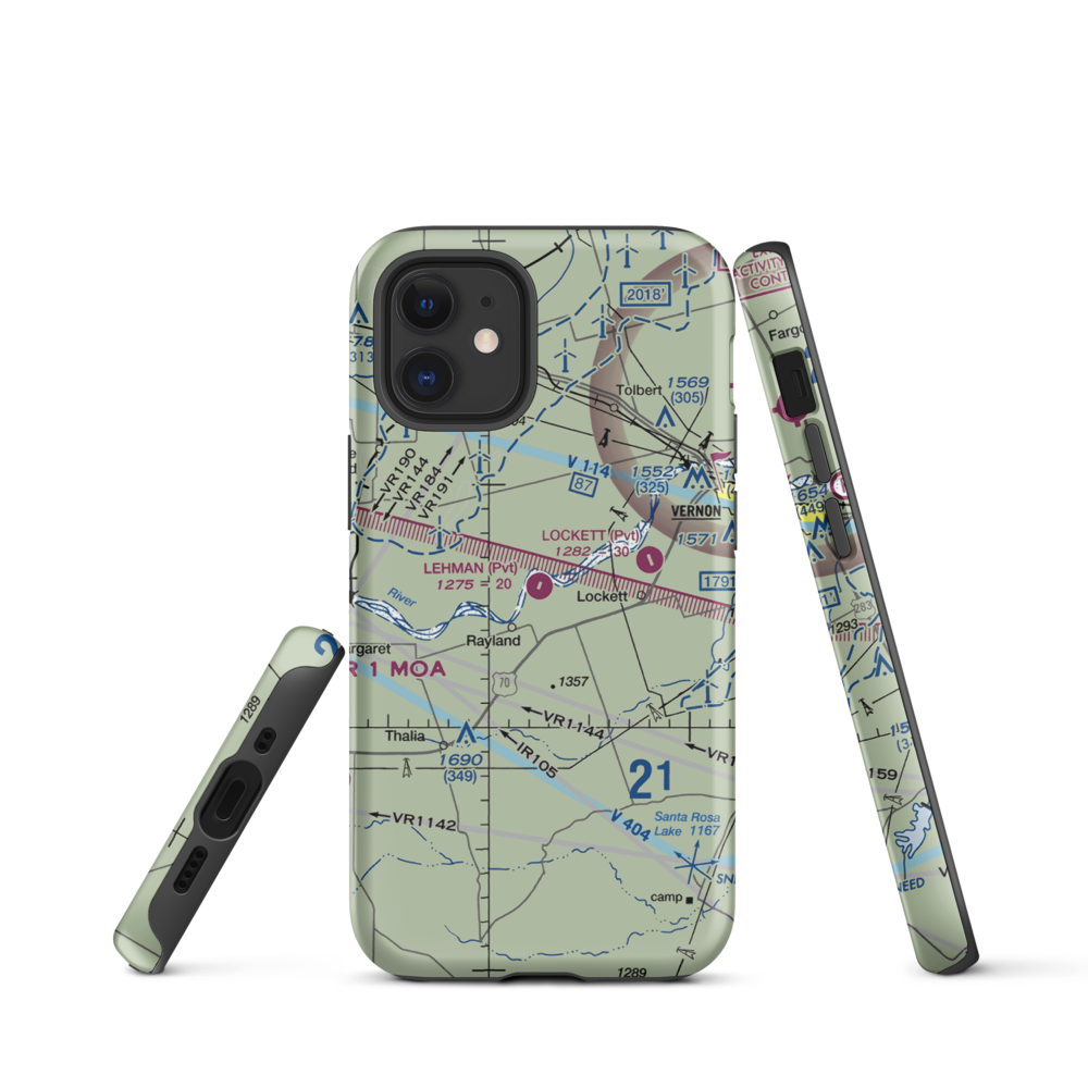 Lehman Airport (28TX) VFR Sectional  Tough iPhone Case iPhone 12 mini model shown