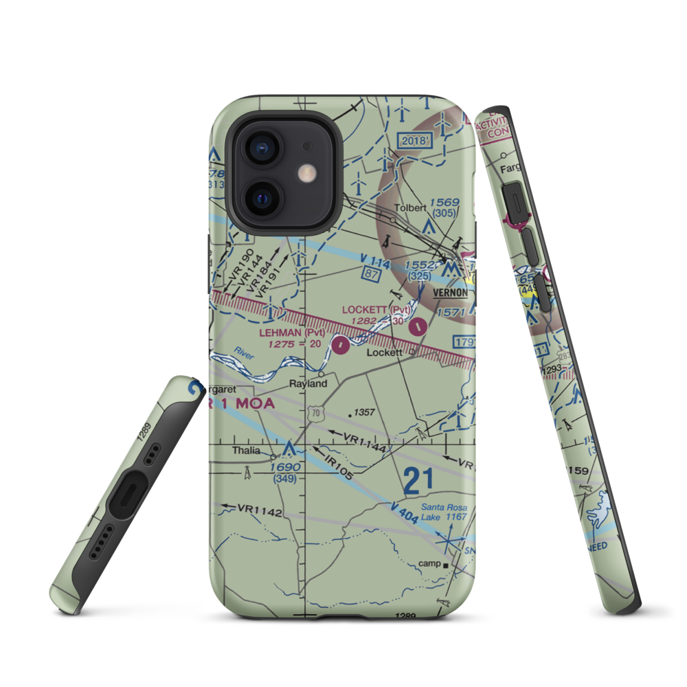 Lehman Airport (28TX) VFR Sectional  Tough iPhone Case iPhone 12 model shown