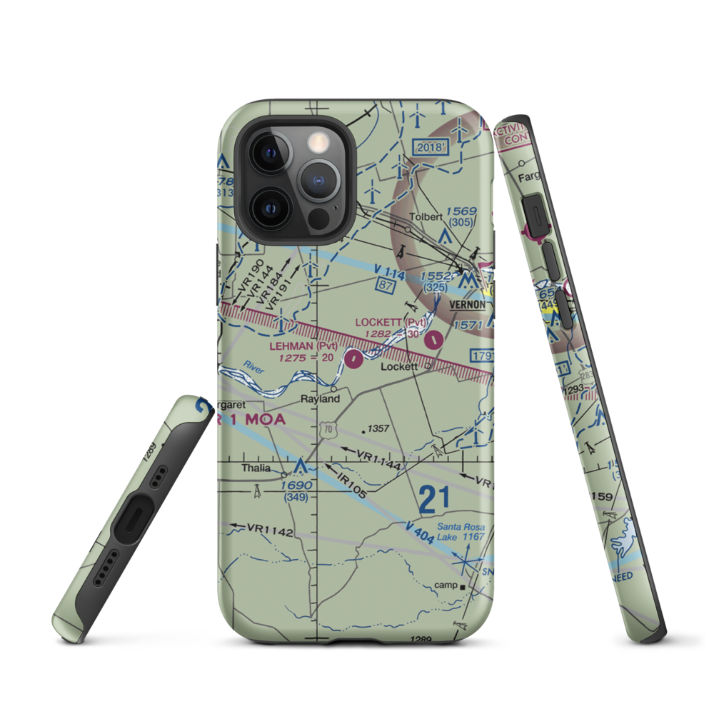 Lehman Airport (28TX) VFR Sectional  Tough iPhone Case iPhone 12 Pro model shown