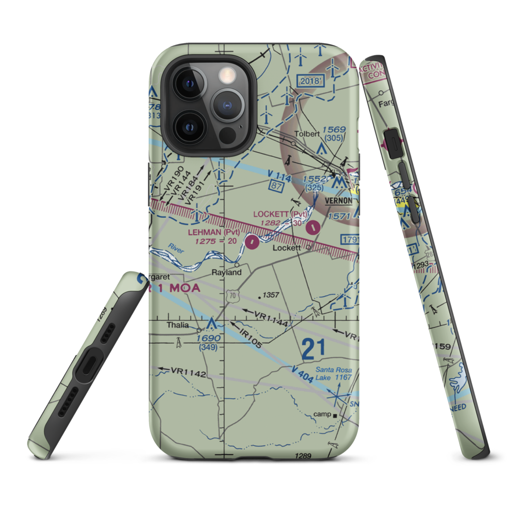 Lehman Airport (28TX) VFR Sectional  Tough iPhone Case iPhone 12 Pro Max model shown