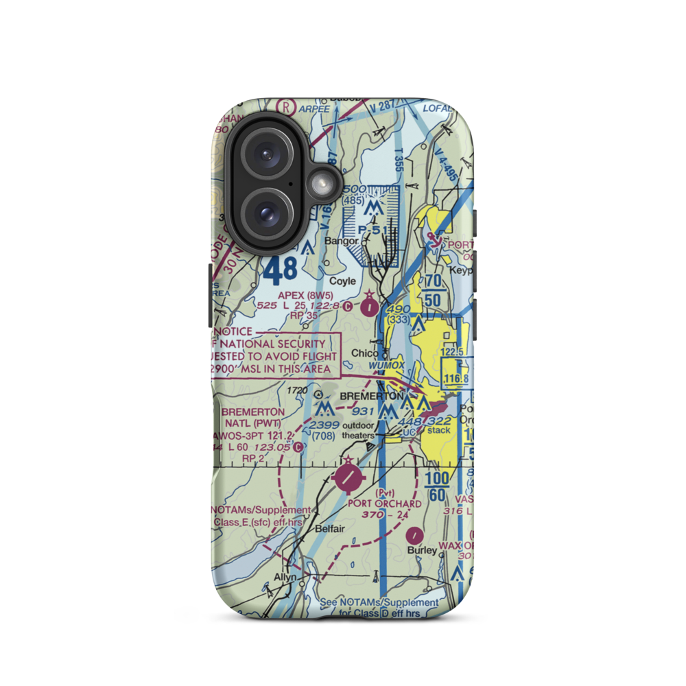 Leisureland Airpark (WA96) VFR Sectional  Tough iPhone Case iPhone 16 model shown